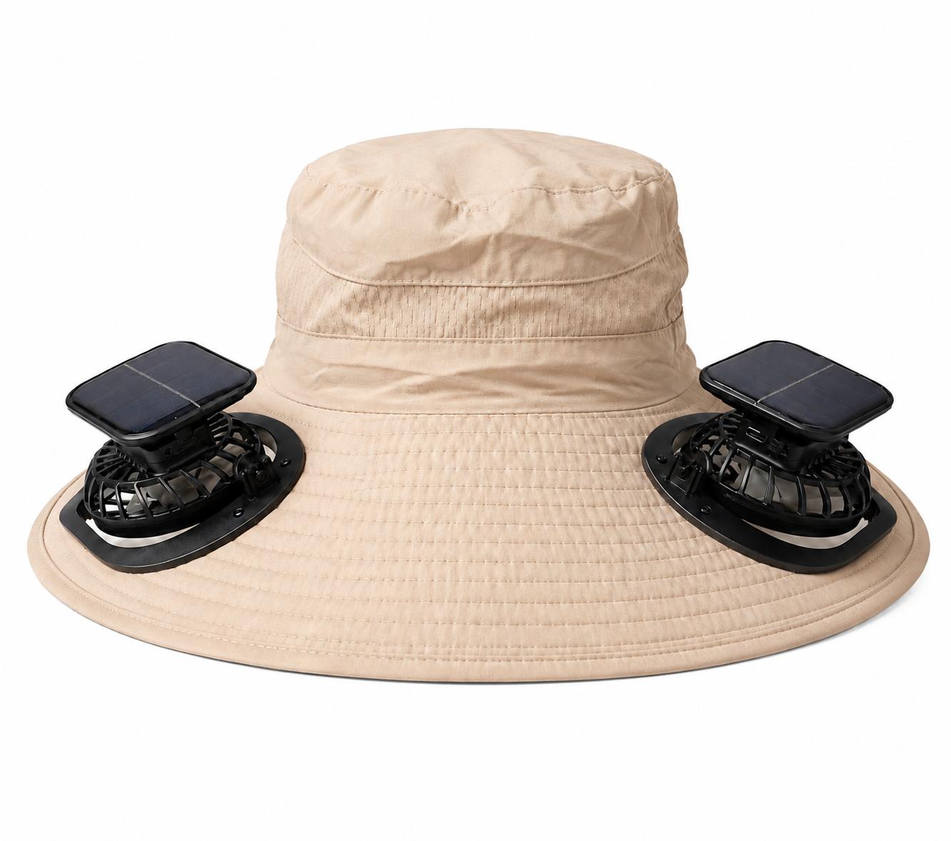 Chapeau avec ventilateur solaire à large bord