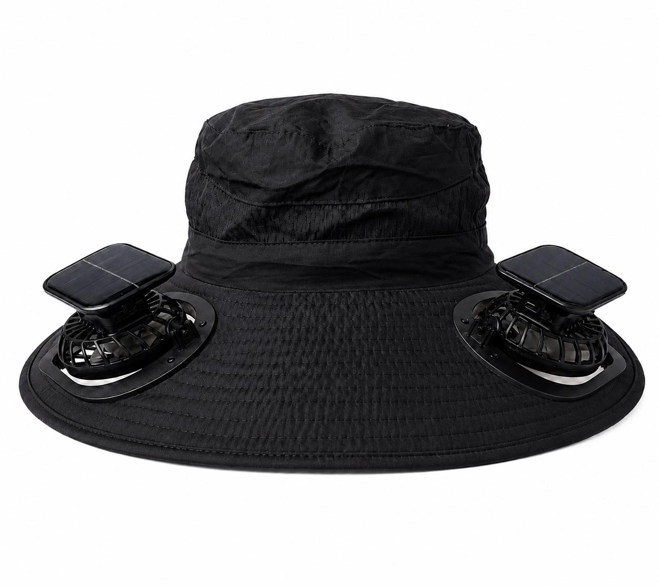 Chapeau avec ventilateur solaire à large bord