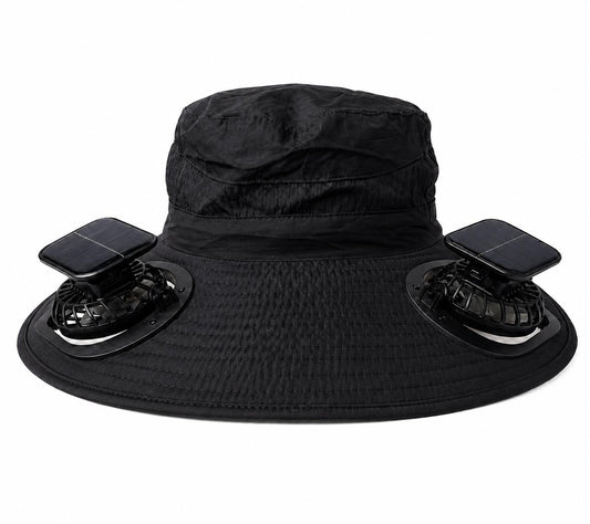 Chapeau avec ventilateur solaire à large bord