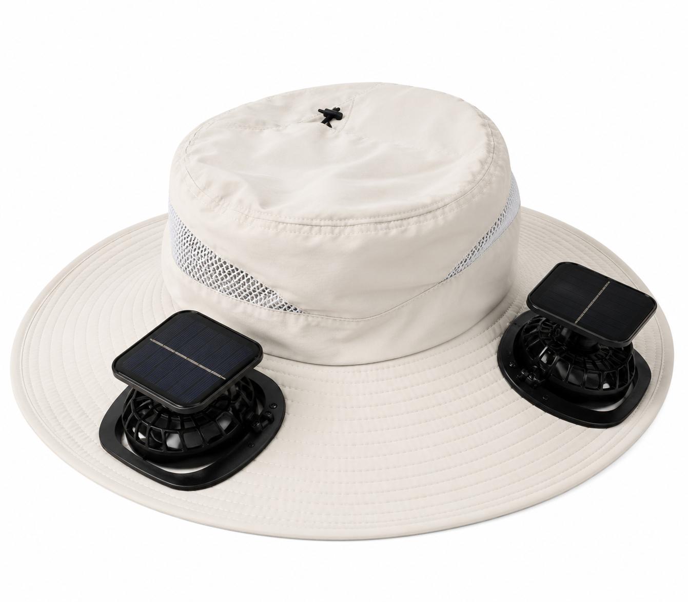 Chapeau avec ventilateur solaire à large bord